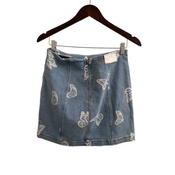 NWT Tinseltown Butterfly Denim Mini Skirt Y2K Coquette‎ Fairycore Festival Large - Picture 3 of 4